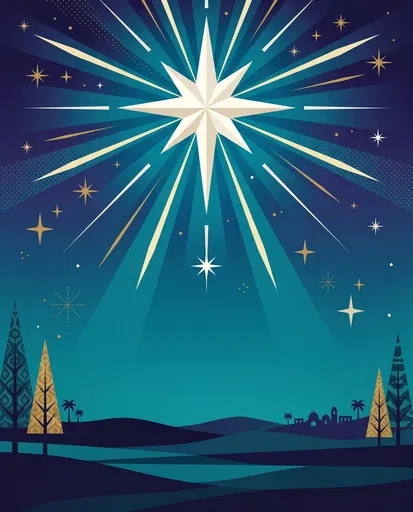 Mid-Century Modern Star of Bethlehem Illustration