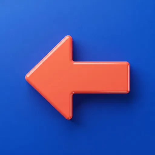 Glossy Coral Left Arrow on Blue