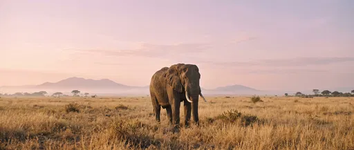 African Bush Elephant in Dawn Savanna
