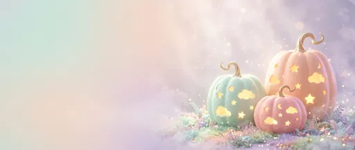 Pastel Pumpkins With Glowing Star Carvings