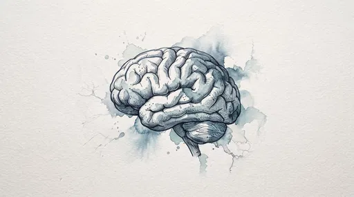 Ink and Watercolor Human Brain Illustration