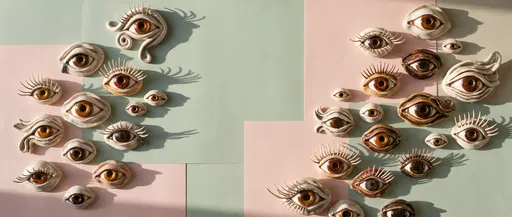 Surreal Ceramic Brown Eyes Flat Lay