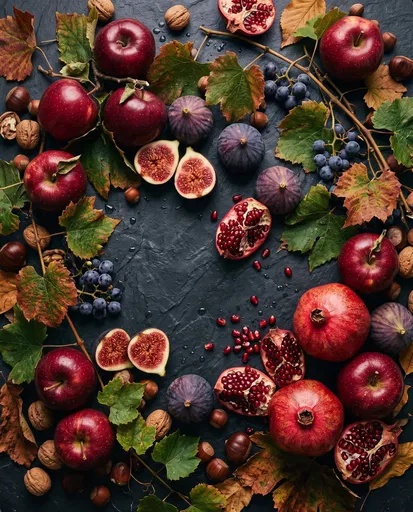 Autumn Harvest Fruit Flat Lay
