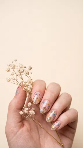 Hand With Floral Gel Manicure