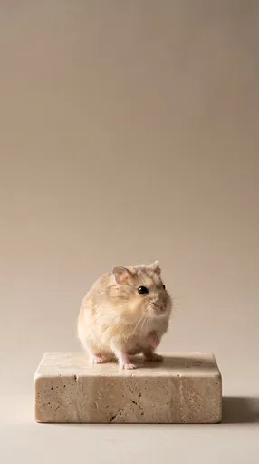 Desert Hamster on Travertine Stone Block