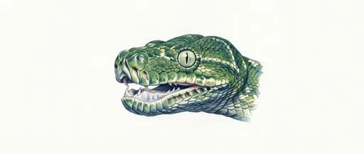 Colored Pencil Drawing of Green Snake Head