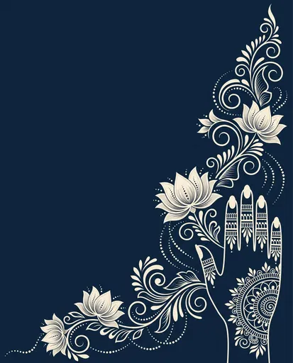 Ivory Mehndi Hand and Lotus Vines