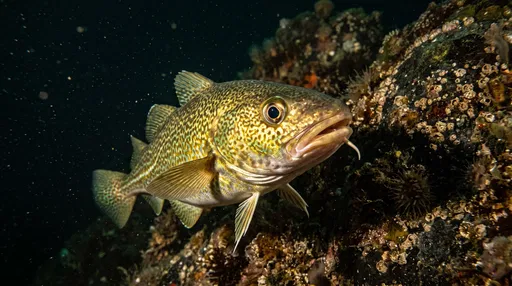 Pacific Cod Near Dark Rocky Reef