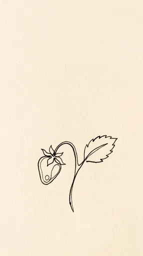 Minimalist Strawberry Ink Line Drawing