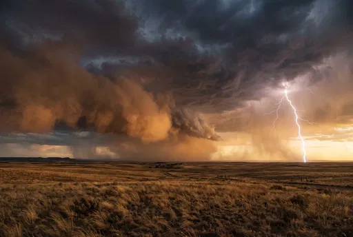 Lightning Strike Over Golden Prairie Storm