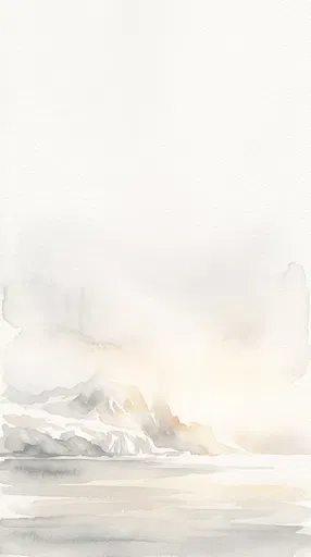 Minimalist Watercolor Coastal Ice Cap Landscape