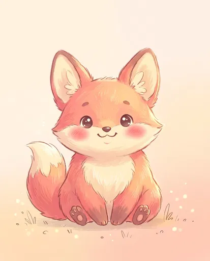 Cute Pastel Kawaii Baby Fox Illustration