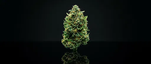 Cannabis Bud on Black Reflective Surface