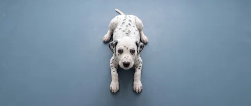 Dalmatian Puppy on Slate Blue Floor