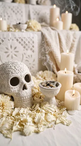 Monochrome White Day of the Dead Ofrenda
