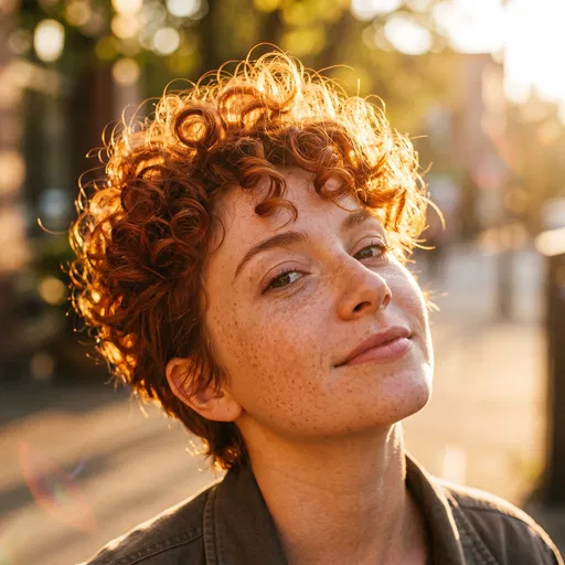 Young Woman With Short Curly Ginger Hair