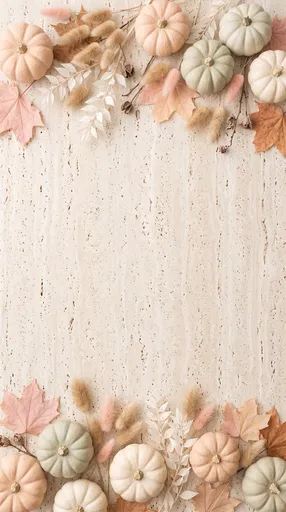 Pastel Autumn Pumpkin Flat Lay Border