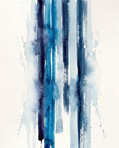 Blue Vertical Watercolor Brush Strokes