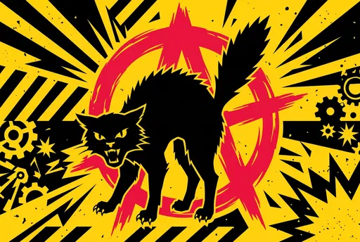 Anarchist Black Cat Over Circle-A Symbol
