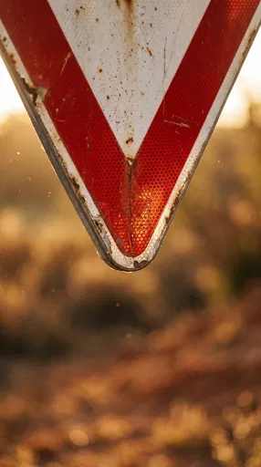 Close-Up of Weathered Yield Sign