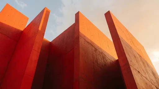 Minimalist Red Concrete Walls at Sunset