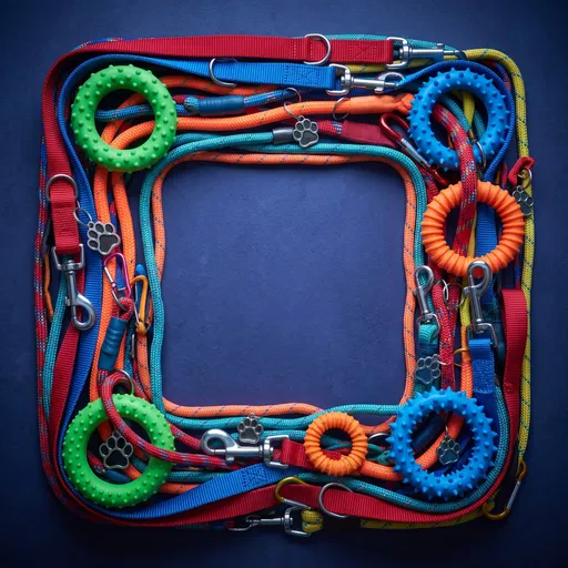 Colorful Dog Leashes and Toys Frame