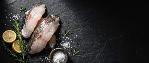 Raw Grouper Fillets on Black Slate