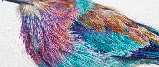 Macro Colored Pencil Bird Plumage Drawing