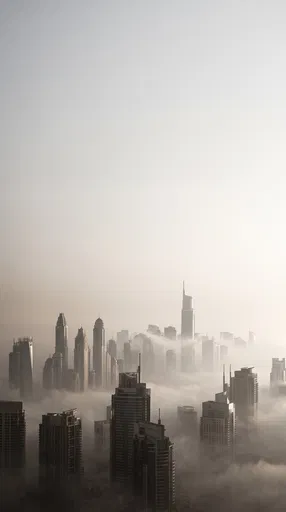 Skyscrapers Emerging From Morning Fog