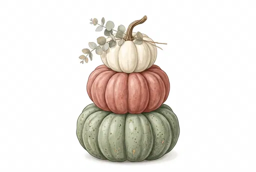 Stacked Pastel Heirloom Pumpkins Clipart