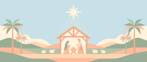 Minimal Pastel Christmas Nativity Scene Banner