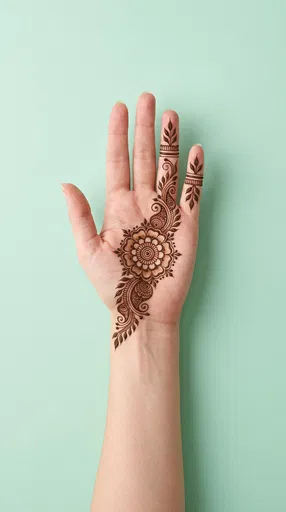 Arabic Floral Mehndi Design on Open Palm