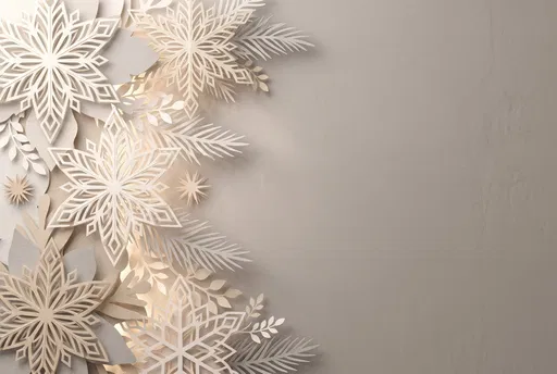 Paper Cut Snowflakes Neutral Holiday Background