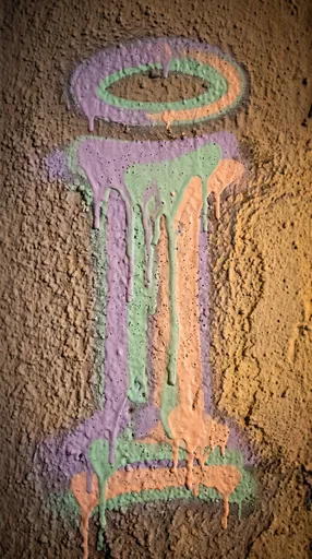 Pastel Graffiti Pillar With Halo On Stucco