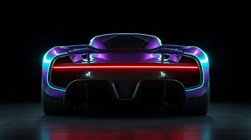 Futuristic Purple and Cyan Hypercar Rear View