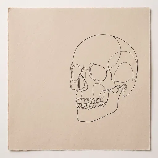 Minimalist Line Drawing of Human Skull