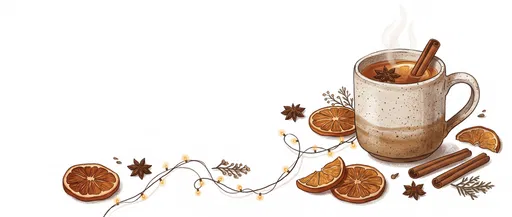 Spiced Cider Mug and Autumn Spices Illustration