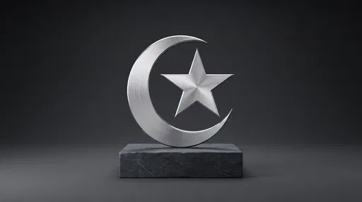 Brushed Silver Star and Crescent Emblem