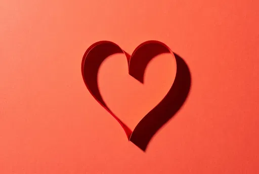 Red Paper Quilling Heart on Coral