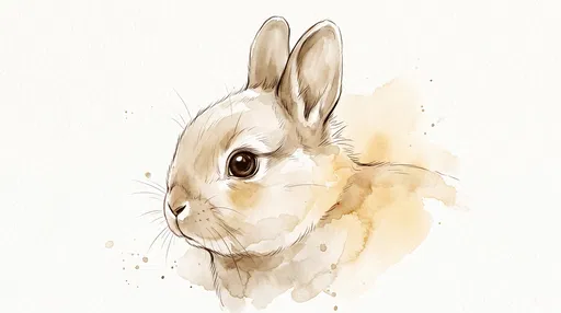 Sepia Watercolor Netherland Dwarf Rabbit Portrait