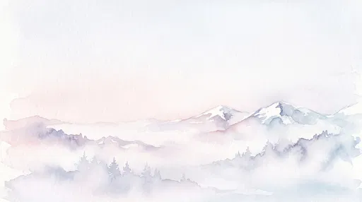 Pastel Watercolor Misty Mountain Landscape