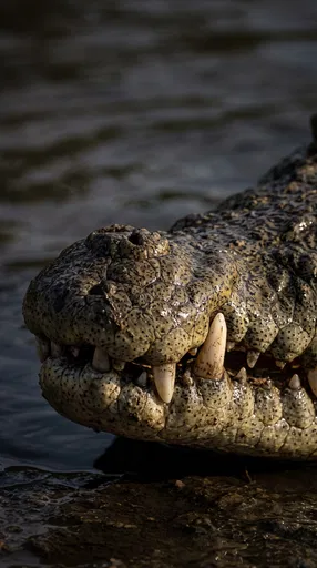 Macro Close-Up of Saltwater Crocodile Snout