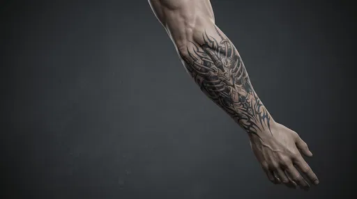 Sculpted Male Forearm with Biomechanical Tattoo