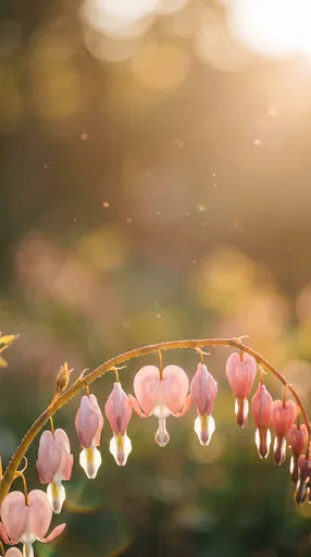 Backlit Pink Bleeding Heart Flowers