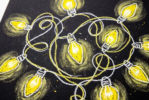 Chalk and Pastel Christmas Lights Drawing