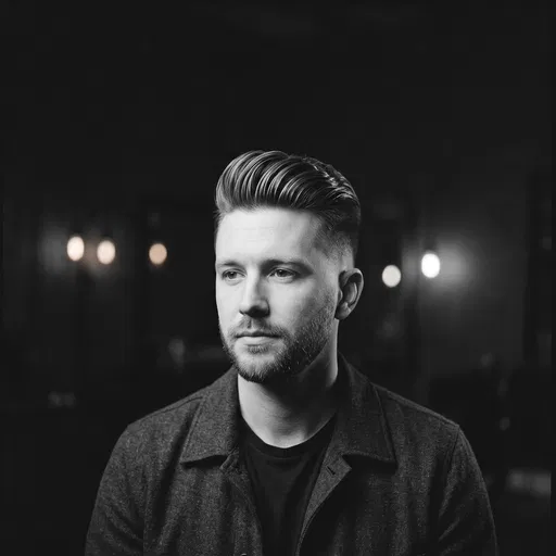Monochrome Portrait of Man With Pompadour