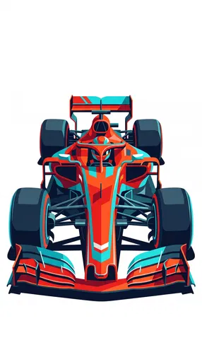 Red and Turquoise Formula Race Car Illustration