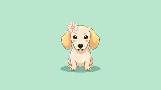 Cream Dachshund Puppy With Daisy Illustration