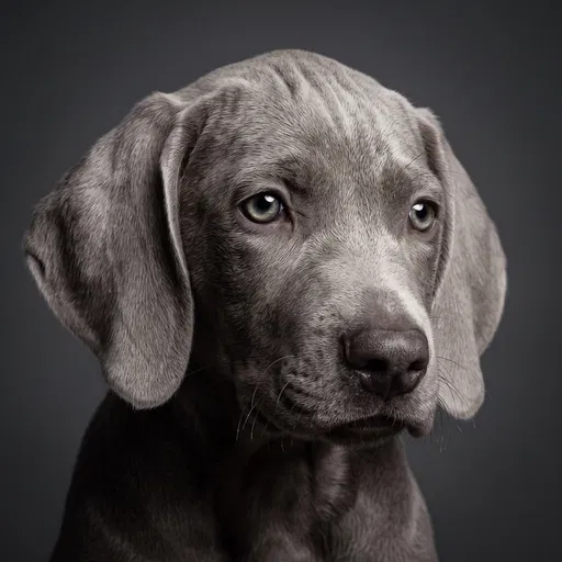 Studio Portrait of Weimaraner Puppy
