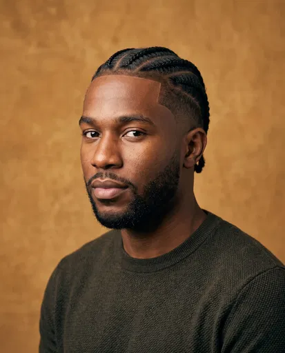 Studio Portrait of Man With Braids